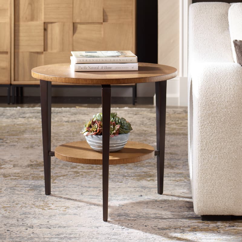 2-Tier Round Top Side Table - 26.5" - Brown