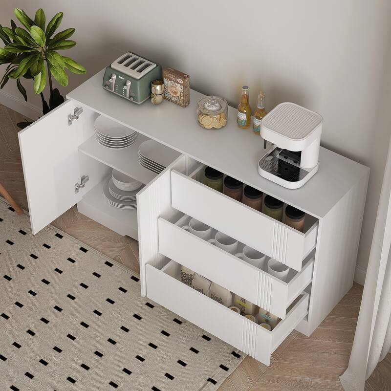 Sideboard Buffet Cabinet with Storage,Kitchen Storage Cabinet with Drawer and Doors,Large Coffee Bar with Adjustable Shelves
