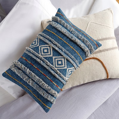 Sammy Textured Fringe Geometric Throw Pillow.