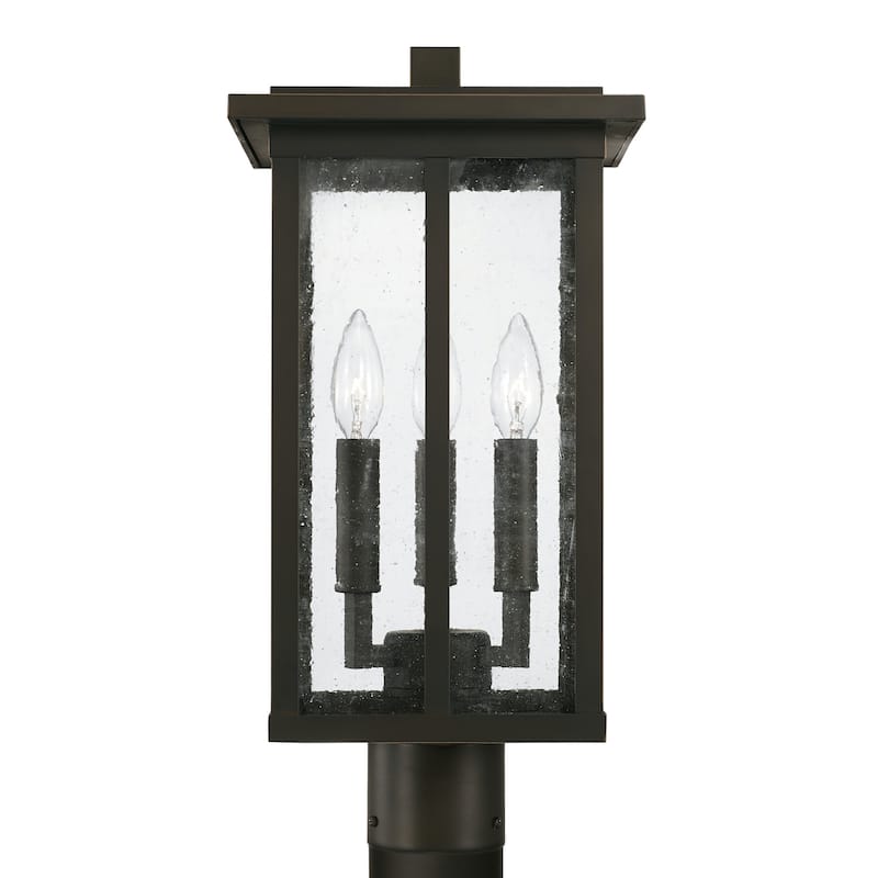 Barrett 18" Tall 3-light Outdoor Post Lantern w/ Antiqued Glass