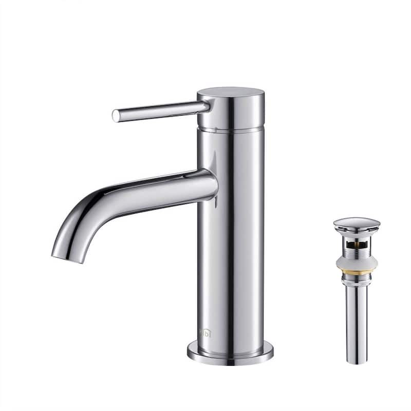 Lead Free Solid Brass Single Handle Bathroom Faucet with Water Hose - Chrome W/ Pop Up Drain