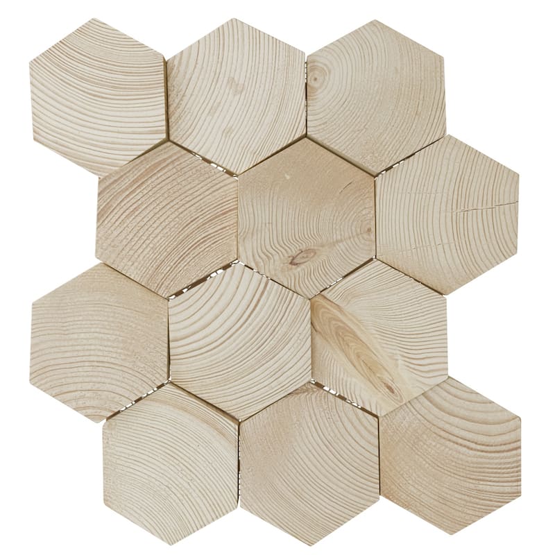 11 7/8"W x 11 7/8"H x 1/2"P Medium Honeycomb Wood Mosaic Wall Tile, Spruce - 11 7/8"W x 11 7/8"H x 1/2"P
