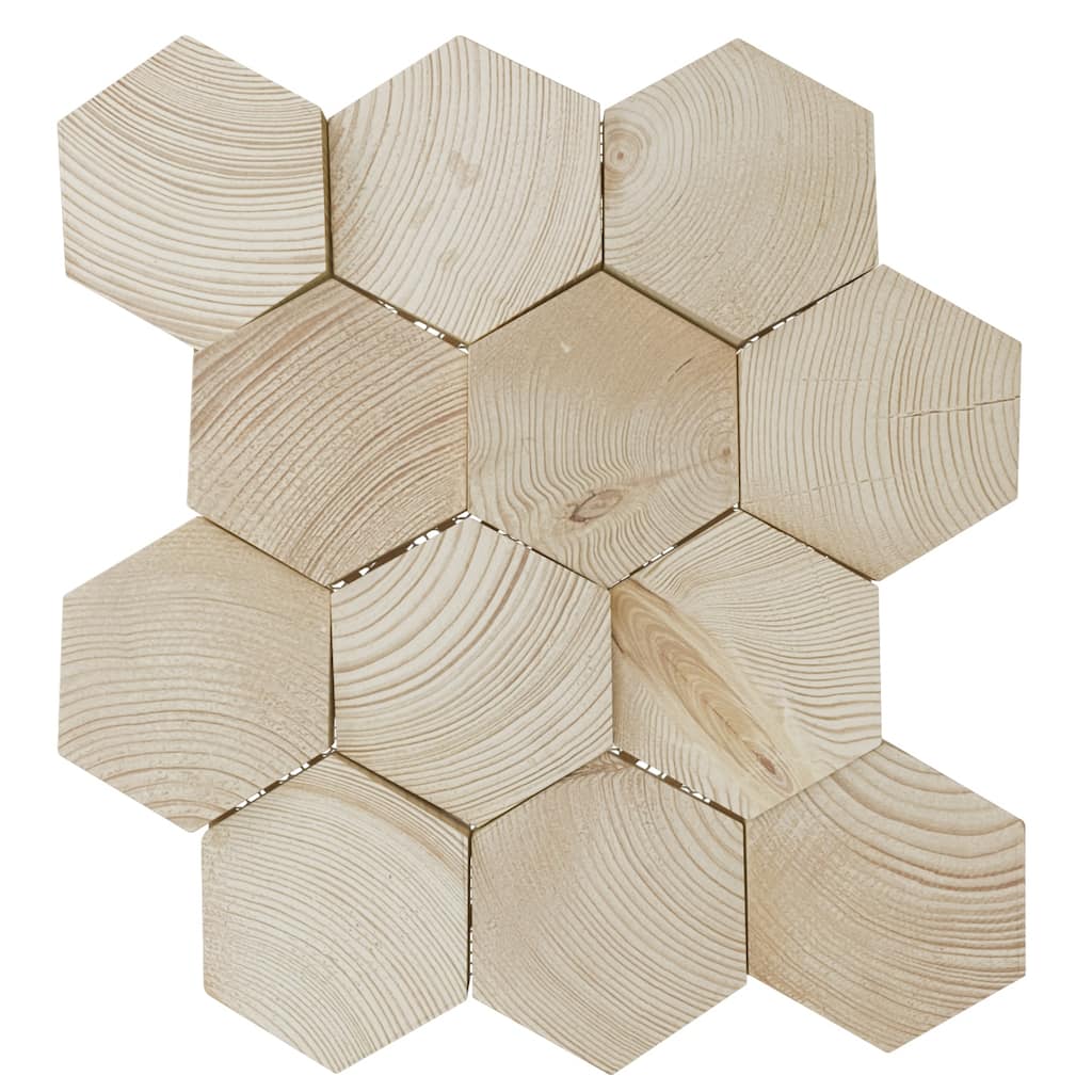 11 7/8"W x 11 7/8"H x 1/2"P Medium Honeycomb Wood Mosaic Wall Tile, Spruce - 11 7/8"W x 11 7/8"H x 1/2"P