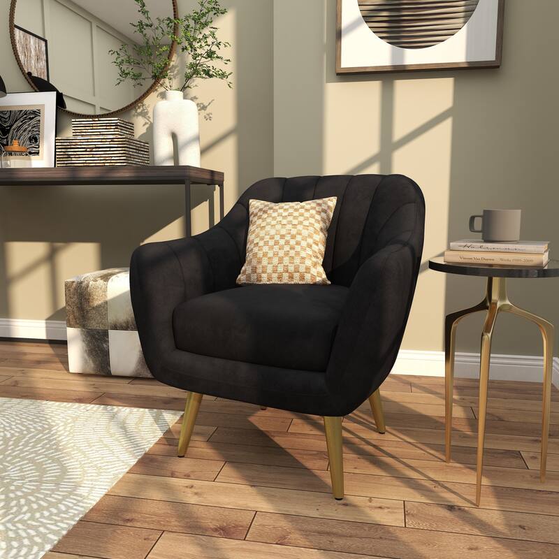 Polyester Living Room Accent Chair - Black, Blue, or Yellow - Roche River Decor