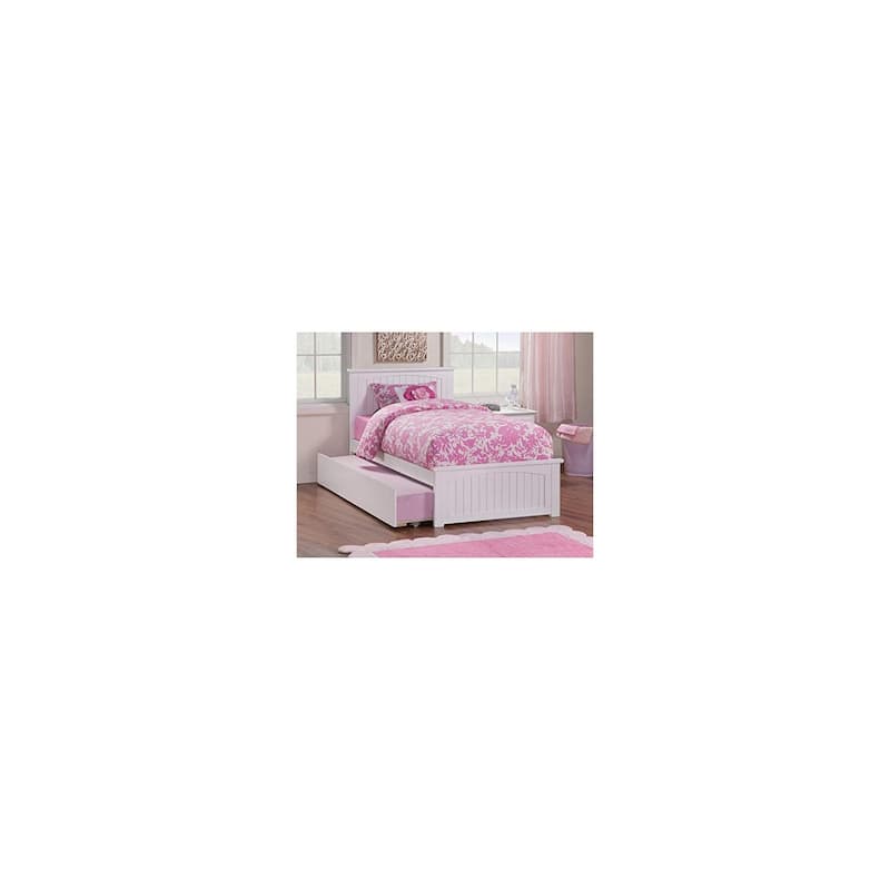 Island Oasis Twin XL Platform Bed with Trundle - White Finish