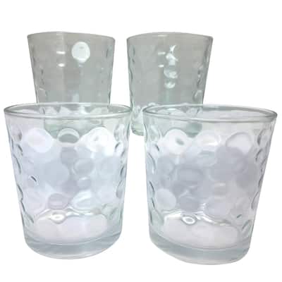 Great Foundations 4 Piece 13 oz Clear Embossed Glass Set with Bubbles Pattern