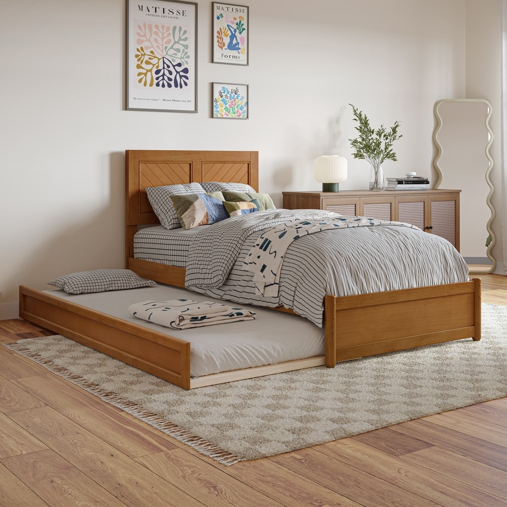 Clayton Platform Bed with Panel Footboard and Twin XL Trundle