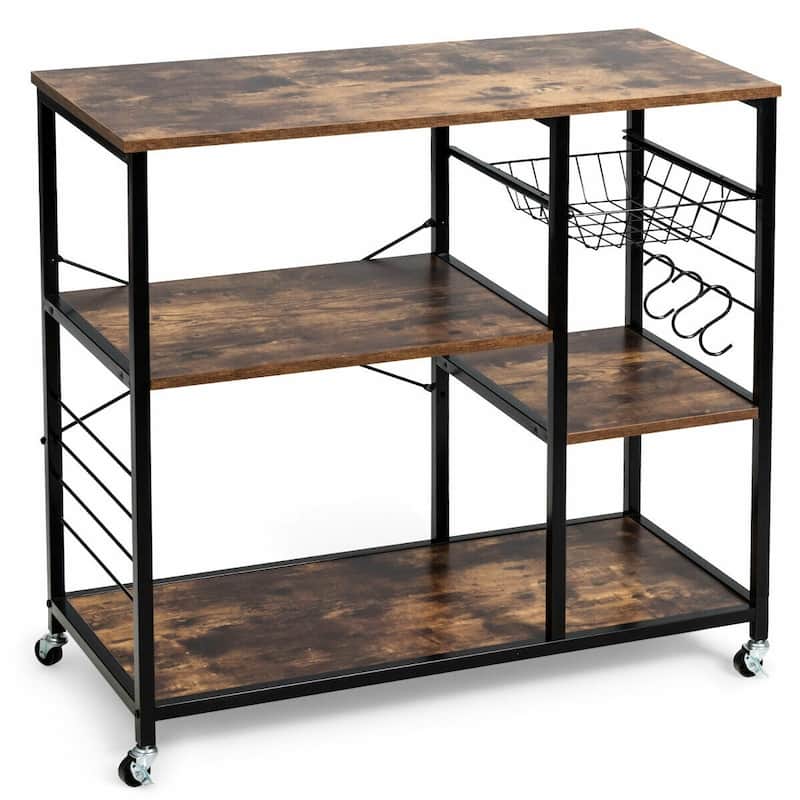 Rolling Industrial Kitchen Baker’s Storage Shelf - Brown