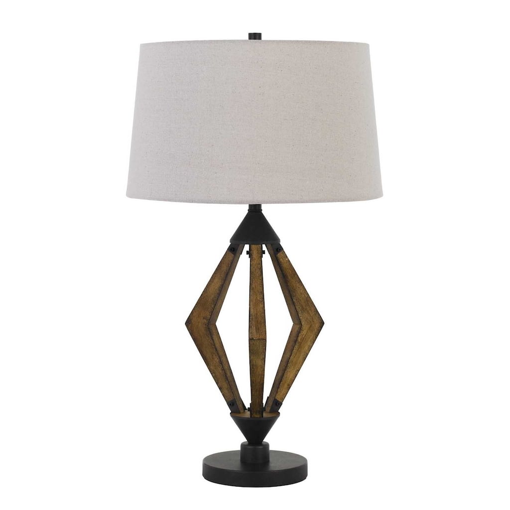 HomeRoots30" Black Metal Table Lamp With Brown Empire Shade - 18