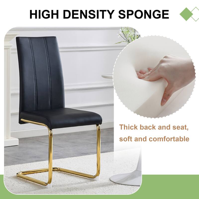 4-Pack PU Upholstered Dining Chairs - Modern High-Back Side Chairs with Luxury Gold-Plated Iron Tube Legs for Dining Room