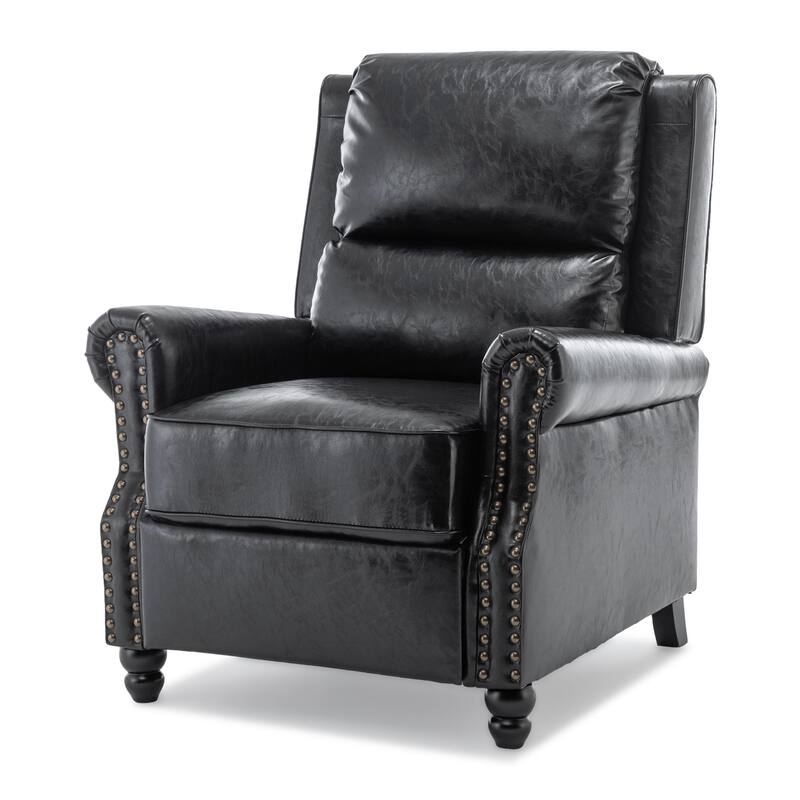 Alisa 35'' W Vegan Leather/ Linen Glider Push Back Recliner Chair