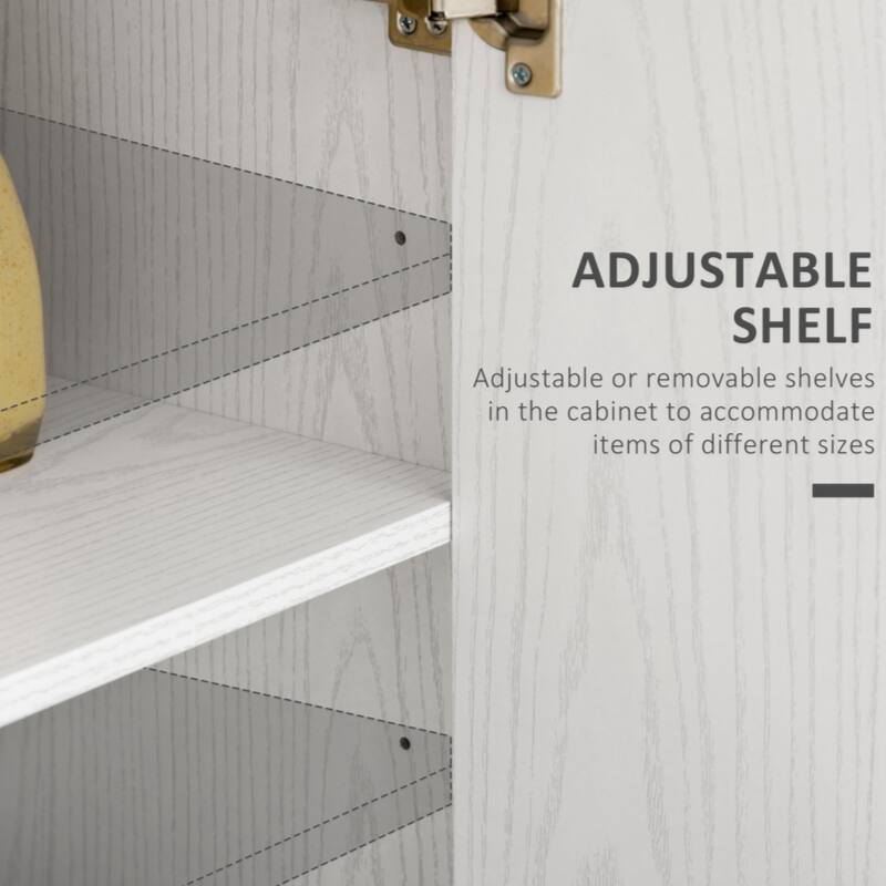 Kitchen Pantry Storage Cabinet, Freestanding Kitchen Cupboard with 2 Doors, Adjustable Shelves for Dining Room, White