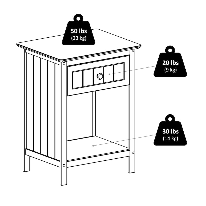 Blair Accent Table, Nightstand, Coffee - 18.9"W x 14.9"D x 25"H
