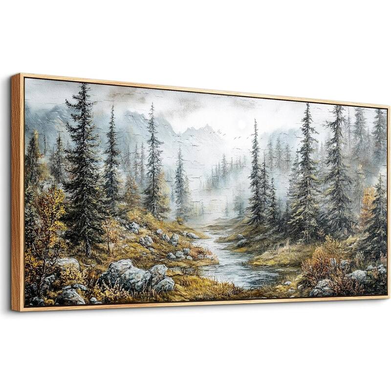 Misty Forest Paintings Tree landscape Wall Pictures Canvas Artwork
