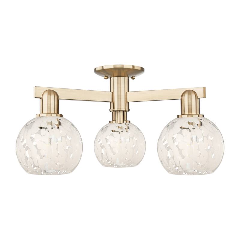 Innovations Lighting 716-3F-10-24 White Mouchette Semi-Flush White - Champagne Bronze / White Mouchette