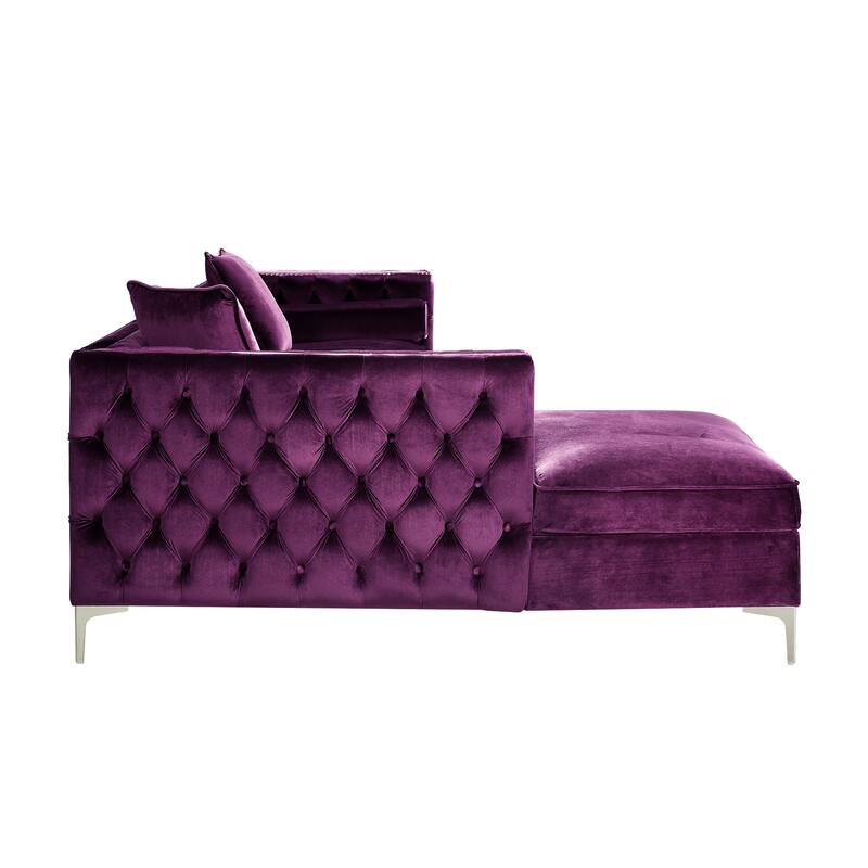 Dante Velvet Chaise Sectional Sofa