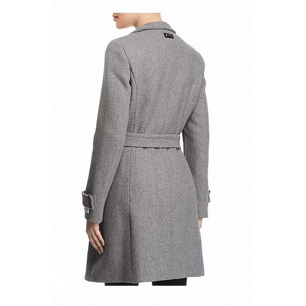 calvin klein belted asymmetric front coat