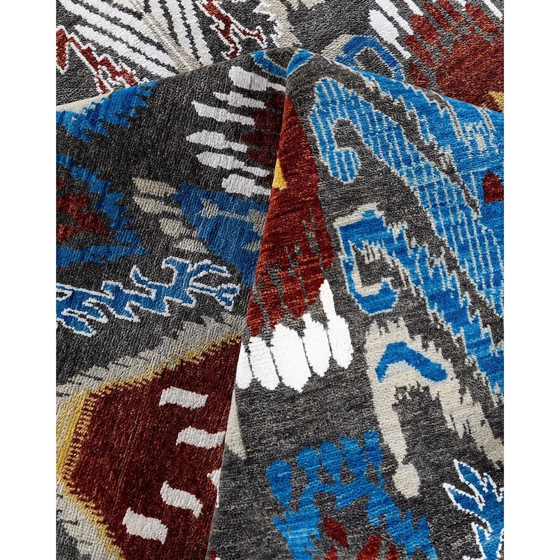 Ikat One-of-a-Kind Hand-Knotted Area Rug - Rust, 9' 0" x 12' 0" - 9' 0" x 12' 0"