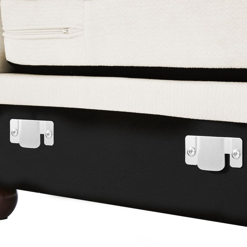 90.6 Inch 3-Seater Sofa Couch with 6 Pillows, Chenille Upholstered Living Room Sofa for Living Room Bedroom Apartment in White