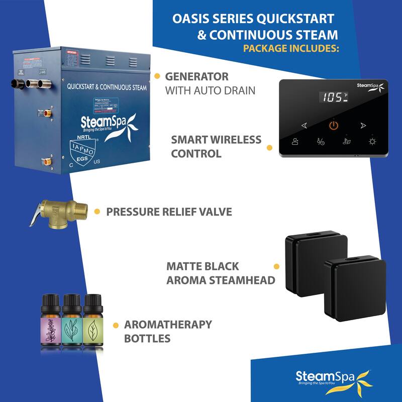 Oasis Series 12000-Watts Steam Generator with Continuous Steam Plus Fully Wireless Handheld Control