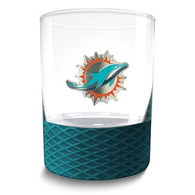 NFL Miami Dolphins Commissioner 14 Oz. Rocks Glass with Silicone Base