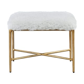 Uttermost Charmed Sheepskin Small Bench - 24"W x 19"H x 16"D