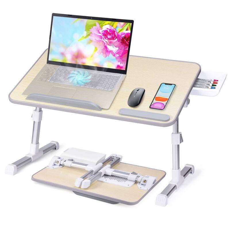 Large Laptop Desk Adjustable Laptop Stand Foldable Bed Table Portable Lap Desk Folding Notebook Stand - Wood