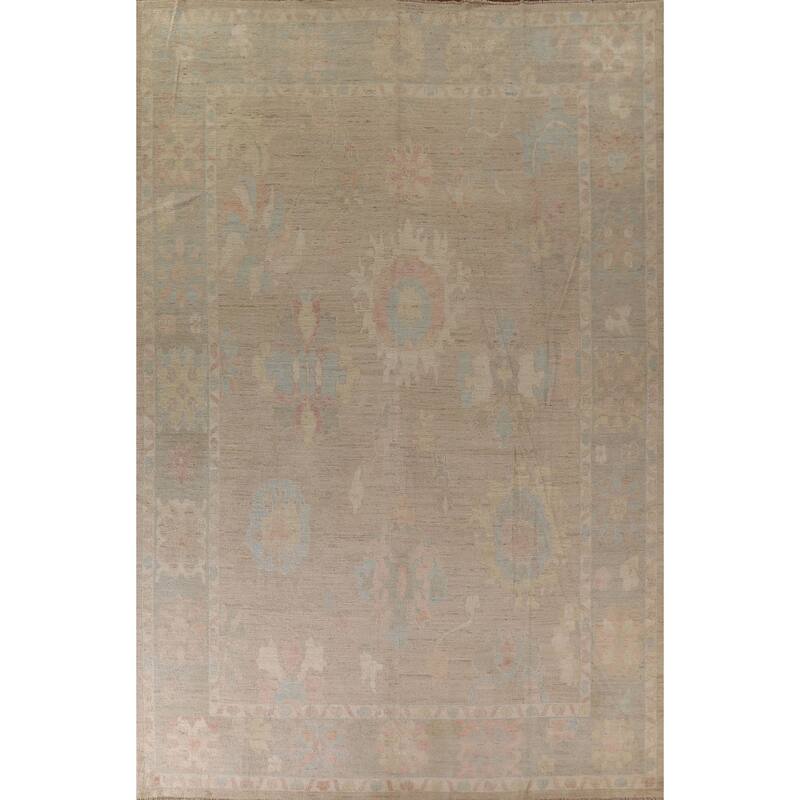 Vegetable Dye Oushak Oriental Large Rug Handmade Wool Carpet - 10'2"x 13'7"
