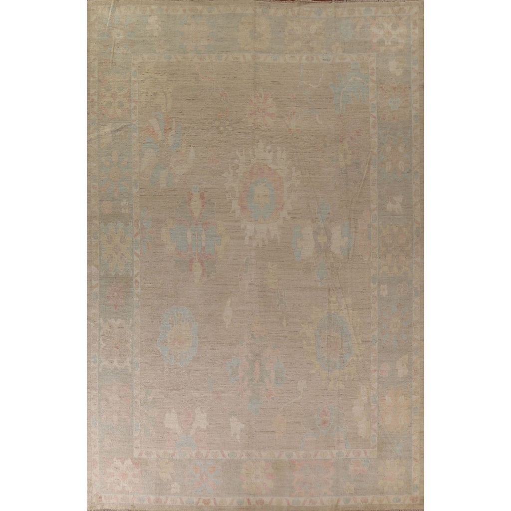 Vegetable Dye Oushak Oriental Large Rug Handmade Wool Carpet - 10'2"x 13'7"