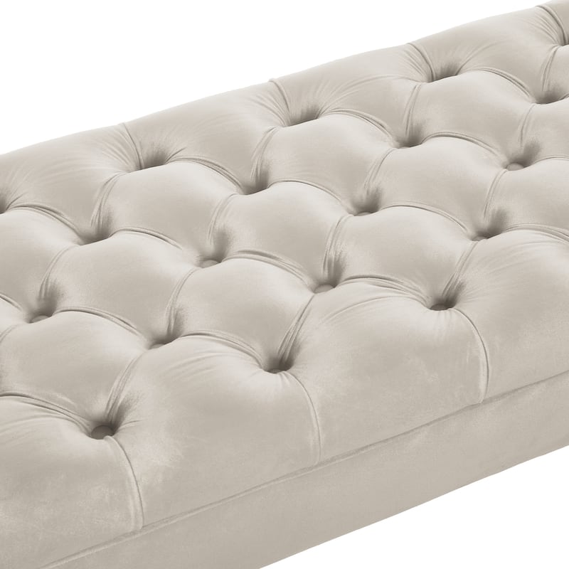 Velvet End of Bed Bench Champagne Hallway Bench Ottoman Bench for Bedroom, Simple Indoor Bench Leisure Bench