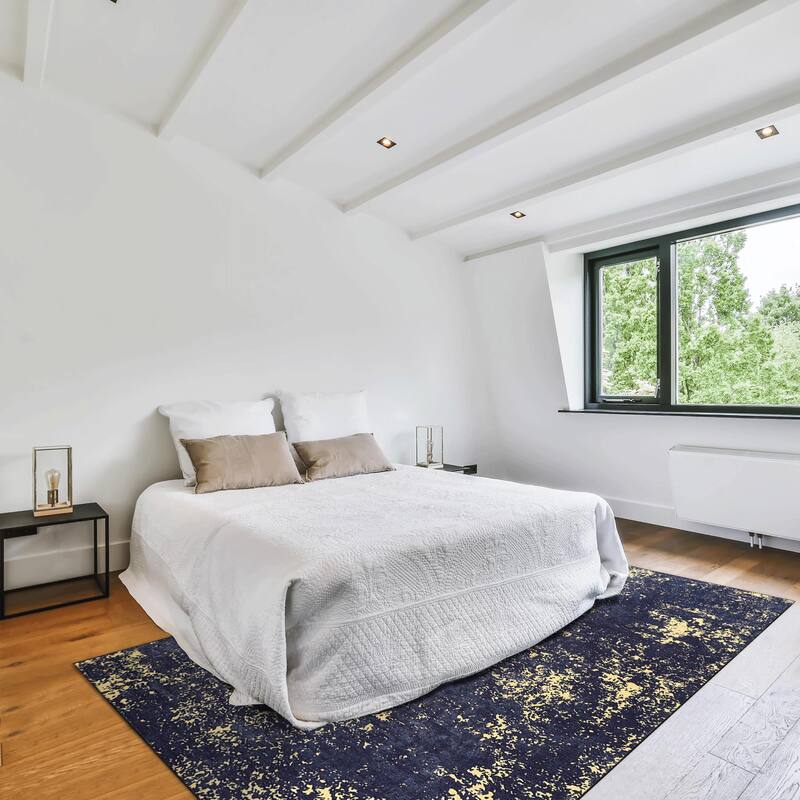 MAVAL Black Washable Non-Shedding Area Rug