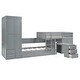 preview thumbnail 20 of 29, Twin Size Low Bunk Bed with Trundle, Wardrobe and Pull-out Desk, Wooden Bunk Bedframe with 5 Drawers, Cabinet and Shelves