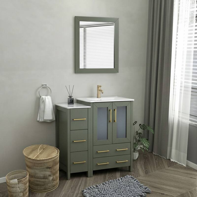 Vanity Art 36-Inch Single Sink Bathroom Vanity with Top & Free Mirror - 36 X 18.1 X 35.8