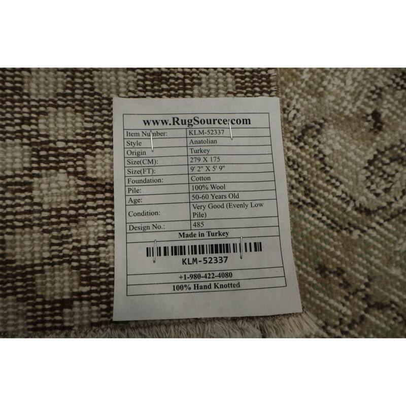 Hand Knotted Oriental 100% Wool Carpet Transitional Floral Beige & Ivories Anatolian Area Rug - 9' 2'' X 5' 9''