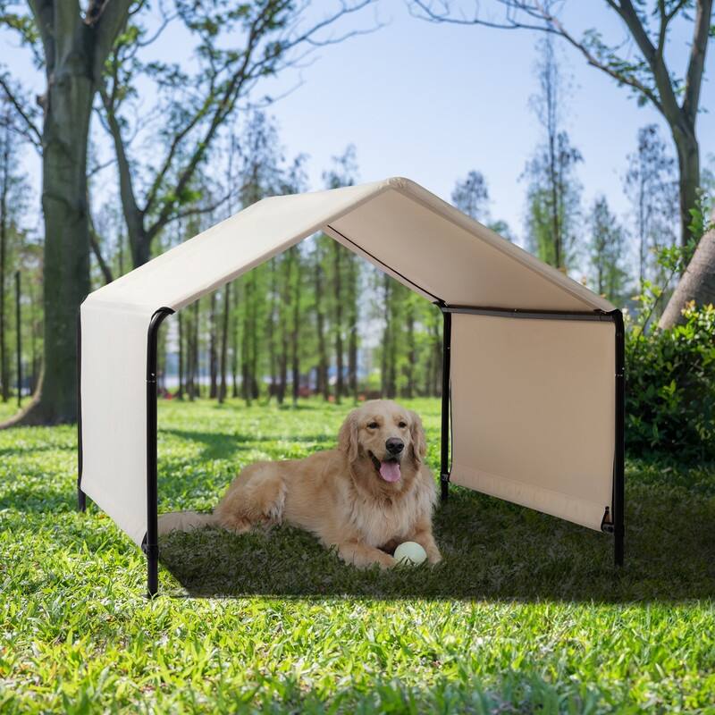 White Waterproof Outdoor Dog Tent for Medium & Large Gogs - 48.4"D x 47.2"W x 40"H in.