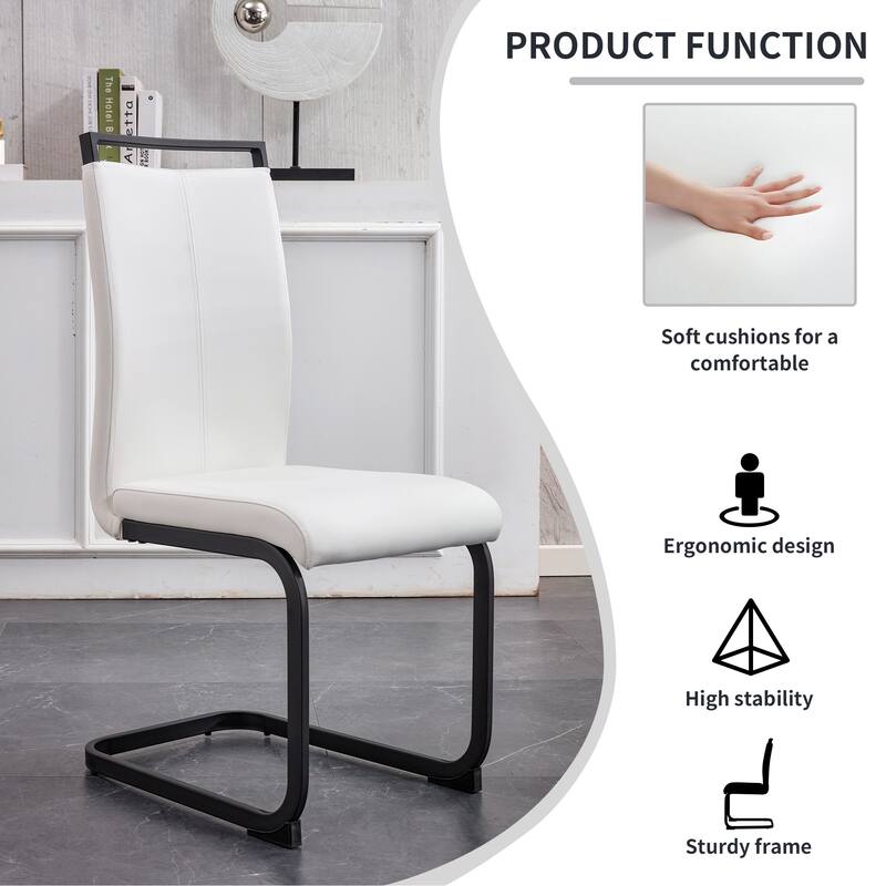 PU Faux Leather Dining Chairs Side Chair with Black Metal Legs