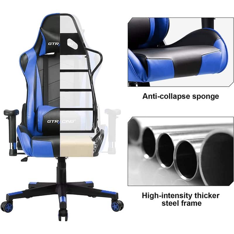 Lucklife Gaming Chair Racing Office Computer Ergonomic Video Game Chair with Headrest and Lumbar Pillow Esports Chair