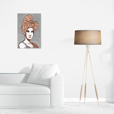 Wynwood Studio Canvas Fashion and Glam Woman of Blush Wraps Orange and Glam Wall Art Canvas Print