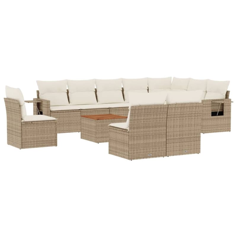 vidaXL Garden Sofa Set 11 Piece with Cushions Outdoor Sofa Set Poly Rattan