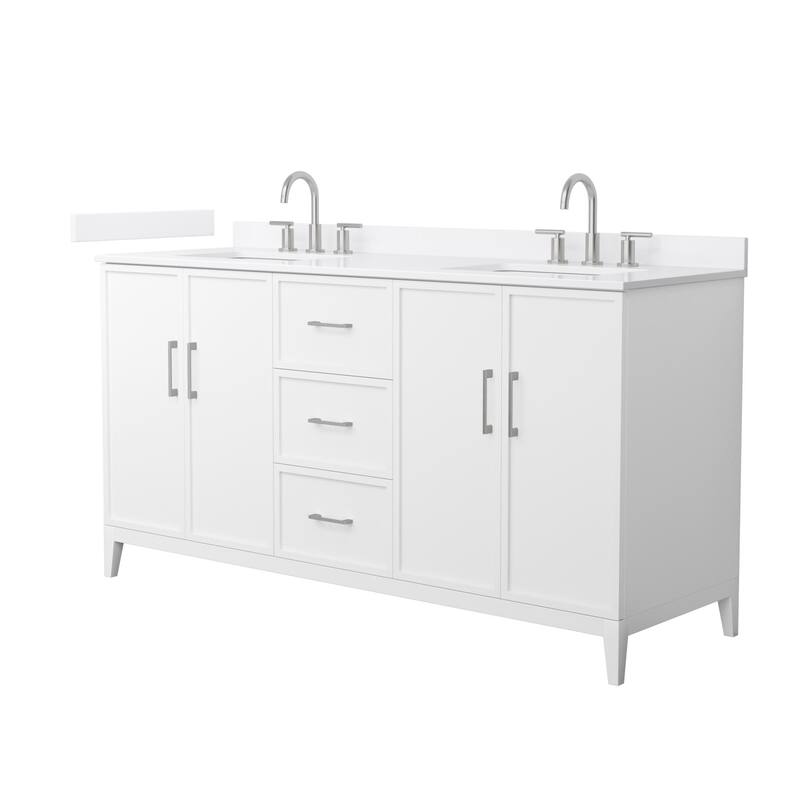 Wyndham Collection WCH717166D-QTZ-US3MXX Elan 66" Free Standing Double - White / White Quartz Top / Brushed Nickel Hardware
