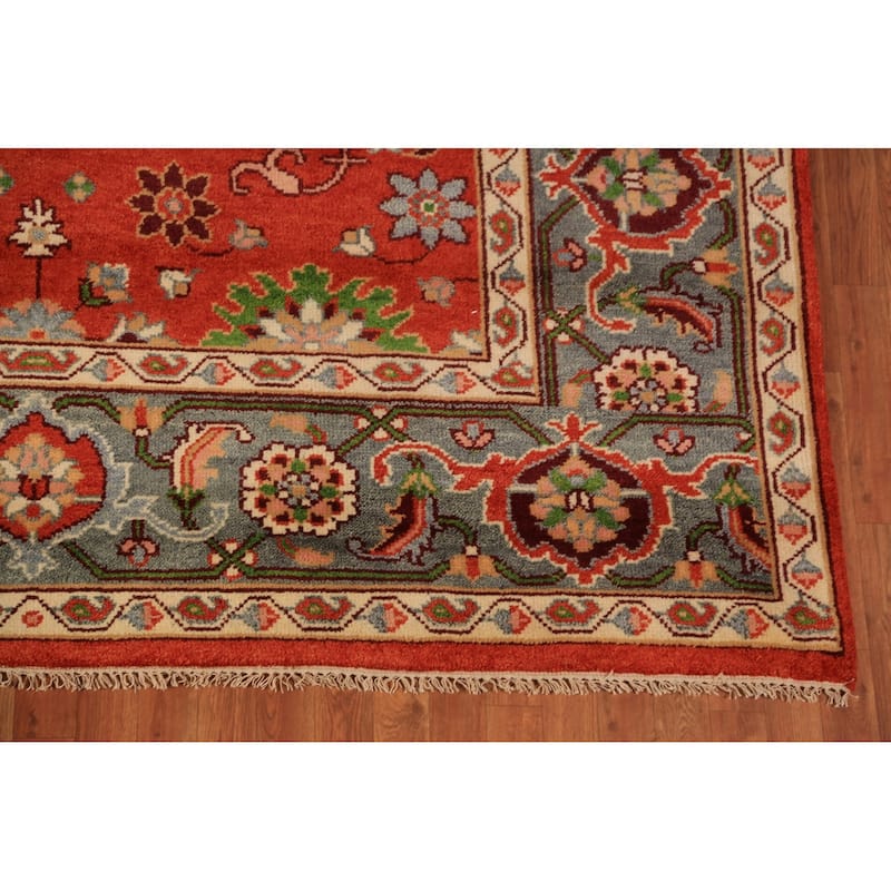 All-Over Floral Heriz Serapi Indian Area Rug Handmade Wool Carpet - 8'0"x 9'11"