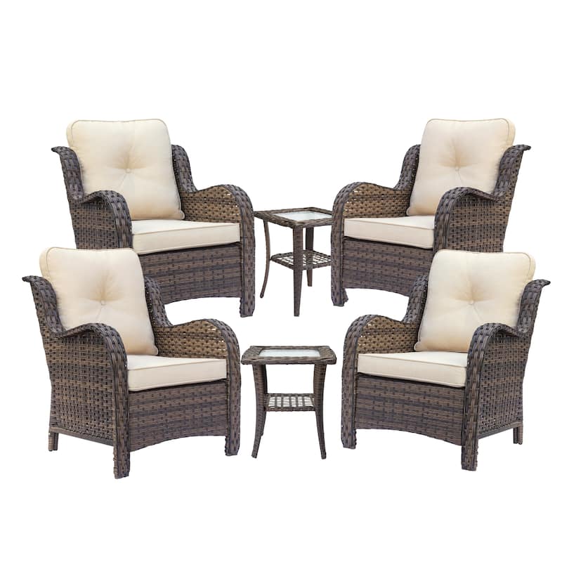 High Back Wicker Outdoor Patio Conversation Seating Sets with Side Table