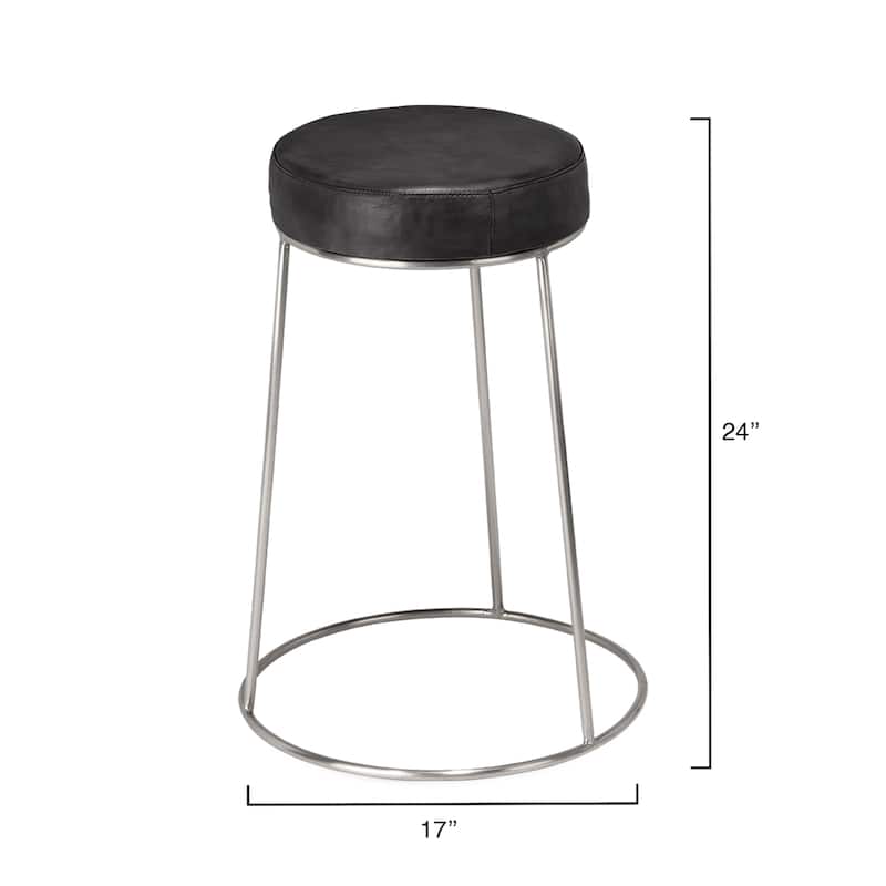 Alden Décor Lark Round Leather Counter Stool