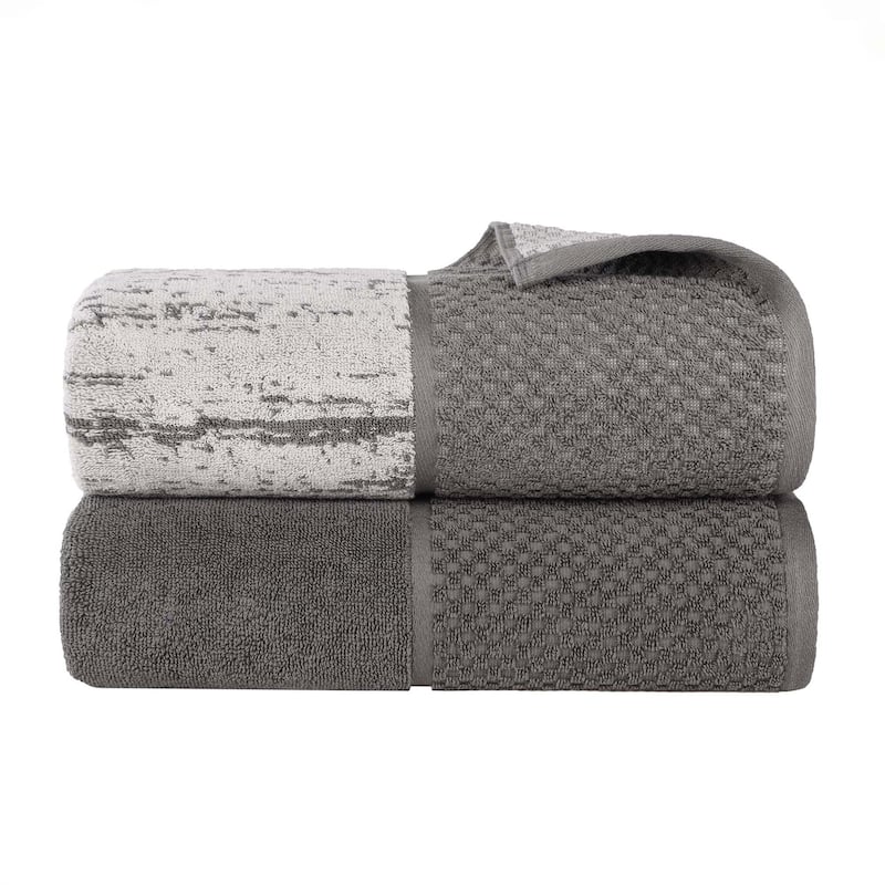Superior Lodie Cotton Jacquard Solid and Two-Toned Bath Sheet Set of 2