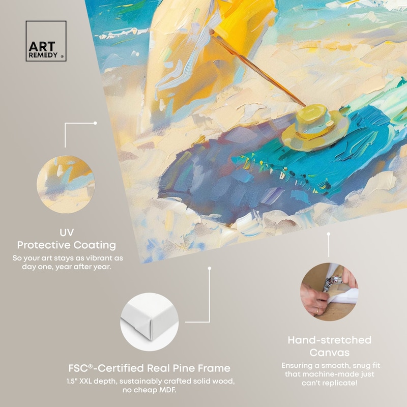 Art Remedy Morning Beach View Gallery Wrapped Colorful Coastal 1 Piece Canvas Wall Art
