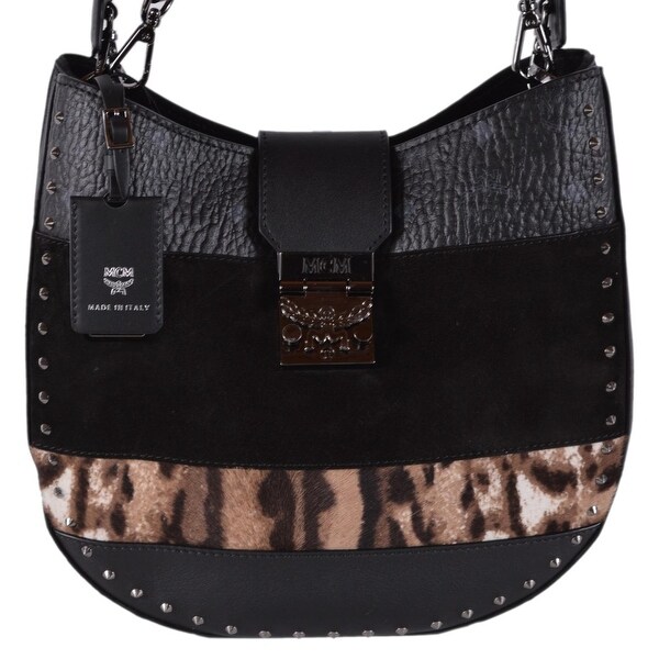 black and leopard print purse