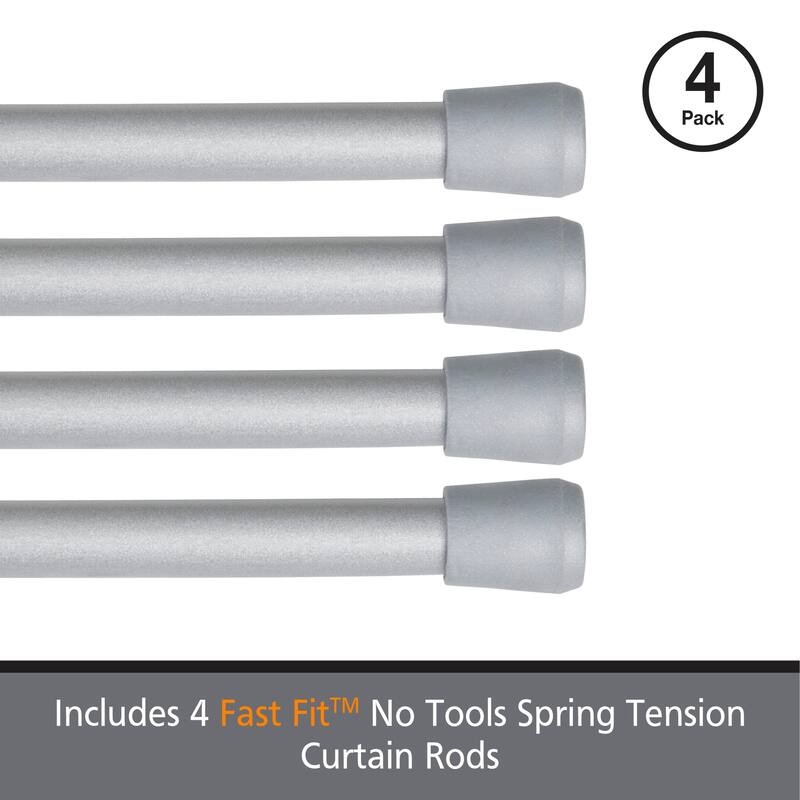 Kenney Fast Fit No Tools 7/16" Spring Tension Rod, 4-Pack