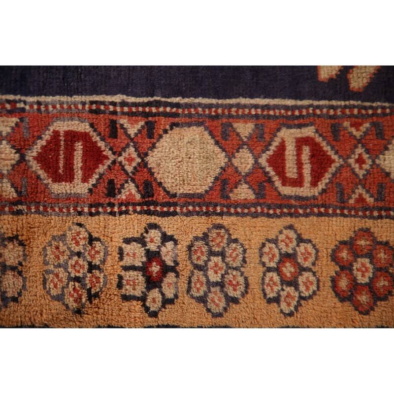 Navy Meshkin Persian Vintage Runner Rug Hand-knotted Wool Carpet - 4'3"x 10'0"