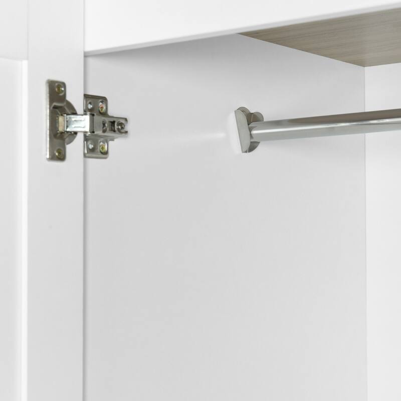 Roomfitters 4-Door Wardrobe Armoire with 2 Drawers and Hanging Rail