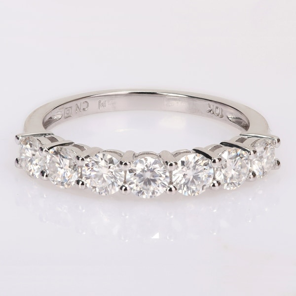 Miadora 1ct DEW Moissanite Stackable Semi-Eternity Band Ring in 10k White Gold. Opens flyout.